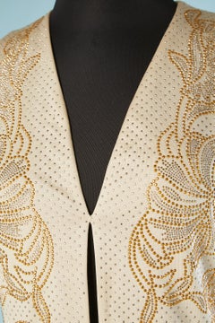 Champagnerfarbenes Abendkleid aus Viskose mit Nieten Just Cavalli