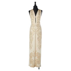 Champagne rayon evening dress covered of studs Just Cavalli 