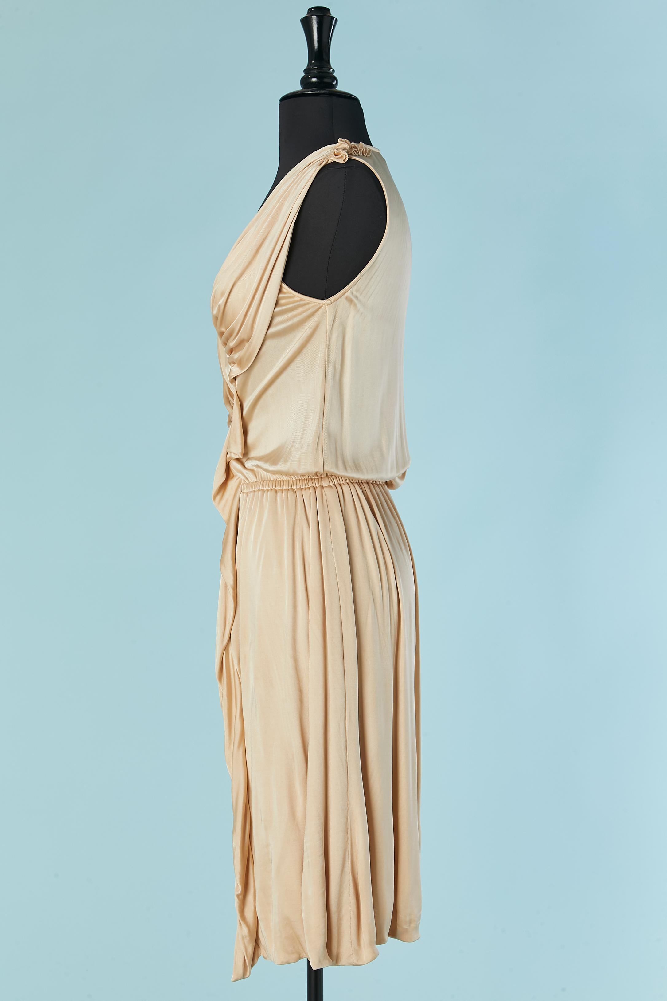 Donna Abito da cocktail drappeggiato in jersey di rayon champagne Fendi in vendita