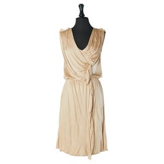 Abito da cocktail drappeggiato in jersey di rayon champagne Fendi