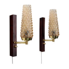 Champagne and Rosewood Wall Lamps by Danish Mejlstrom, 1960s