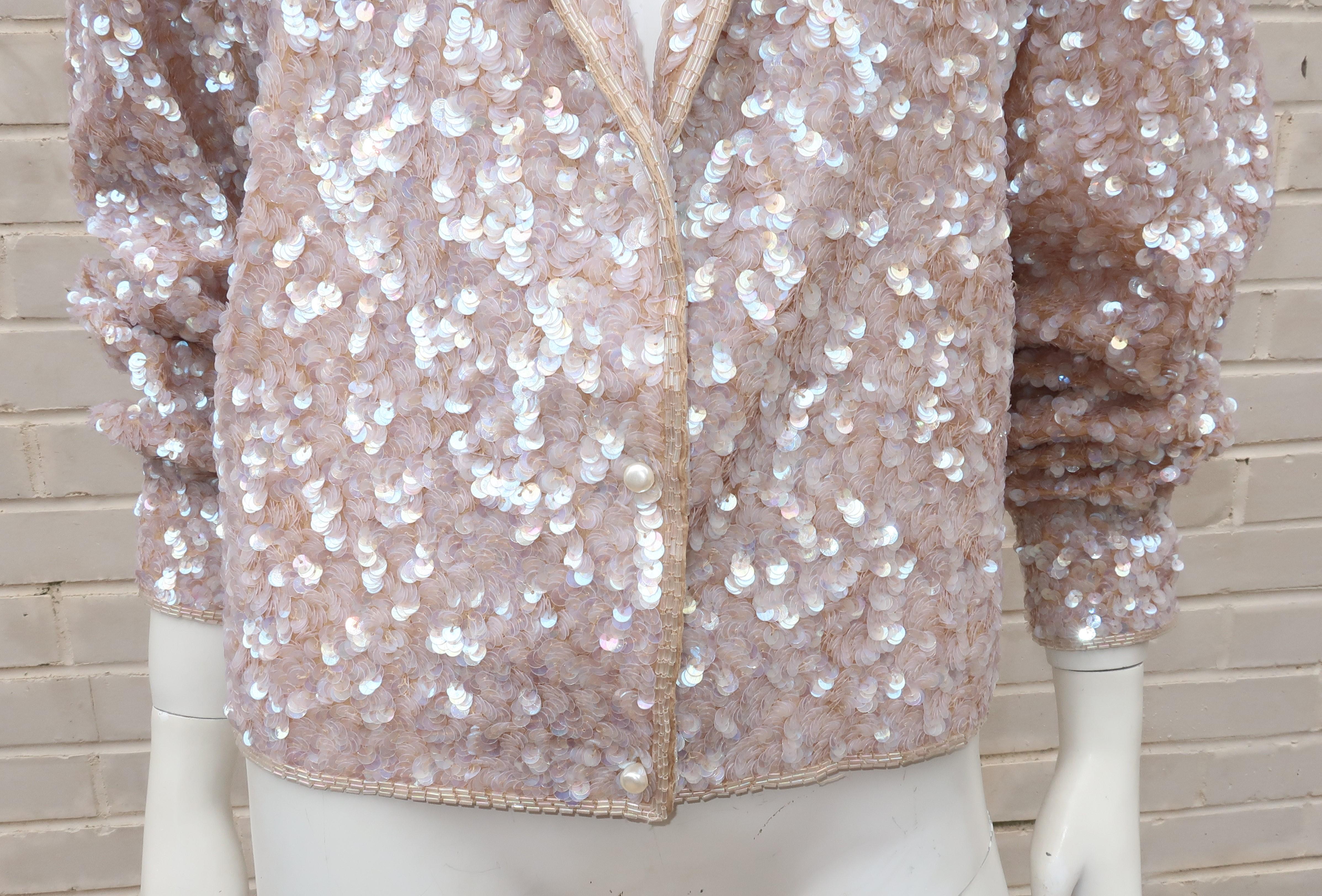 Radiant Pearl Sequin Silk Ensemble