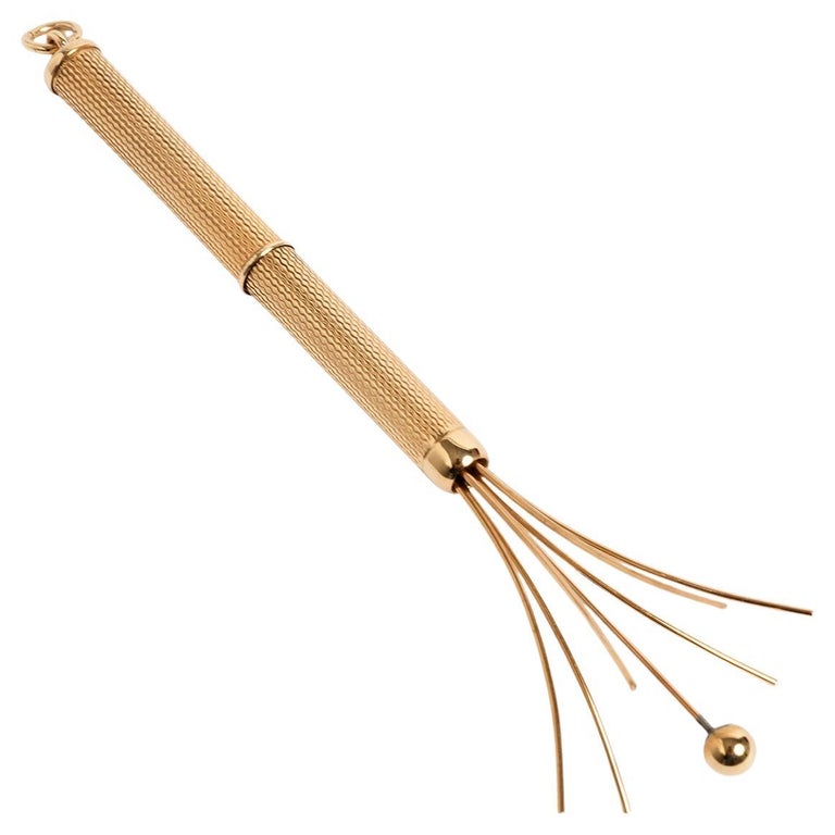 Champagne Swizzle Stick Telescopic 9ct Yellow Gold, Excellent Condition