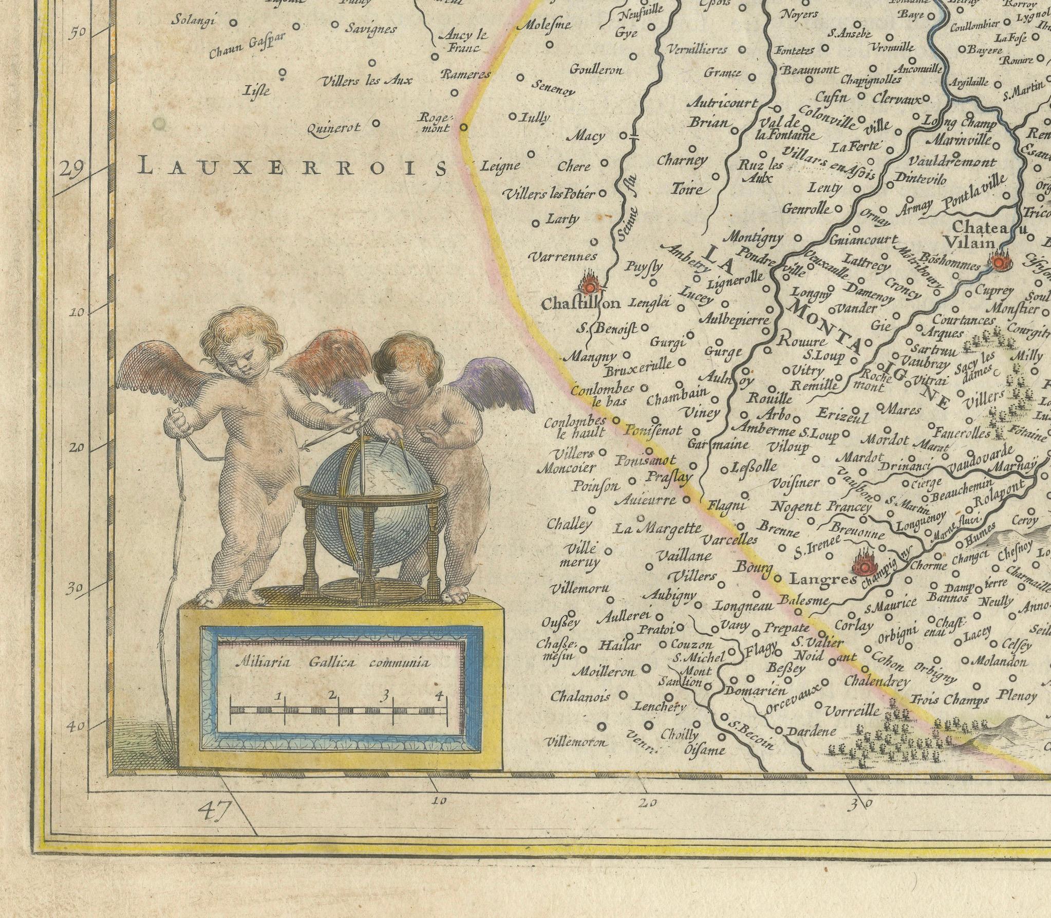 Mid-17th Century Champagne: The Sparkling Heart of France - A Blaeu Cartographic Engraving, c1650 For Sale