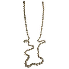 Champagne Tone Cultured Pearls 925 Vermeil Clasp Long Necklace