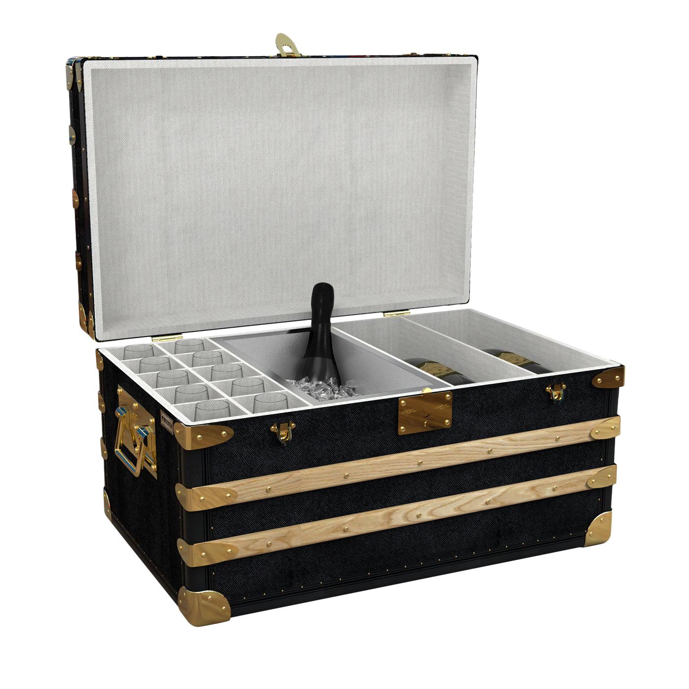 STARBAY SURCOUF LARGE STEAMER TRUNK AT HOME BAR WiTH GLASSES CHAMPAGNE  BUCKET