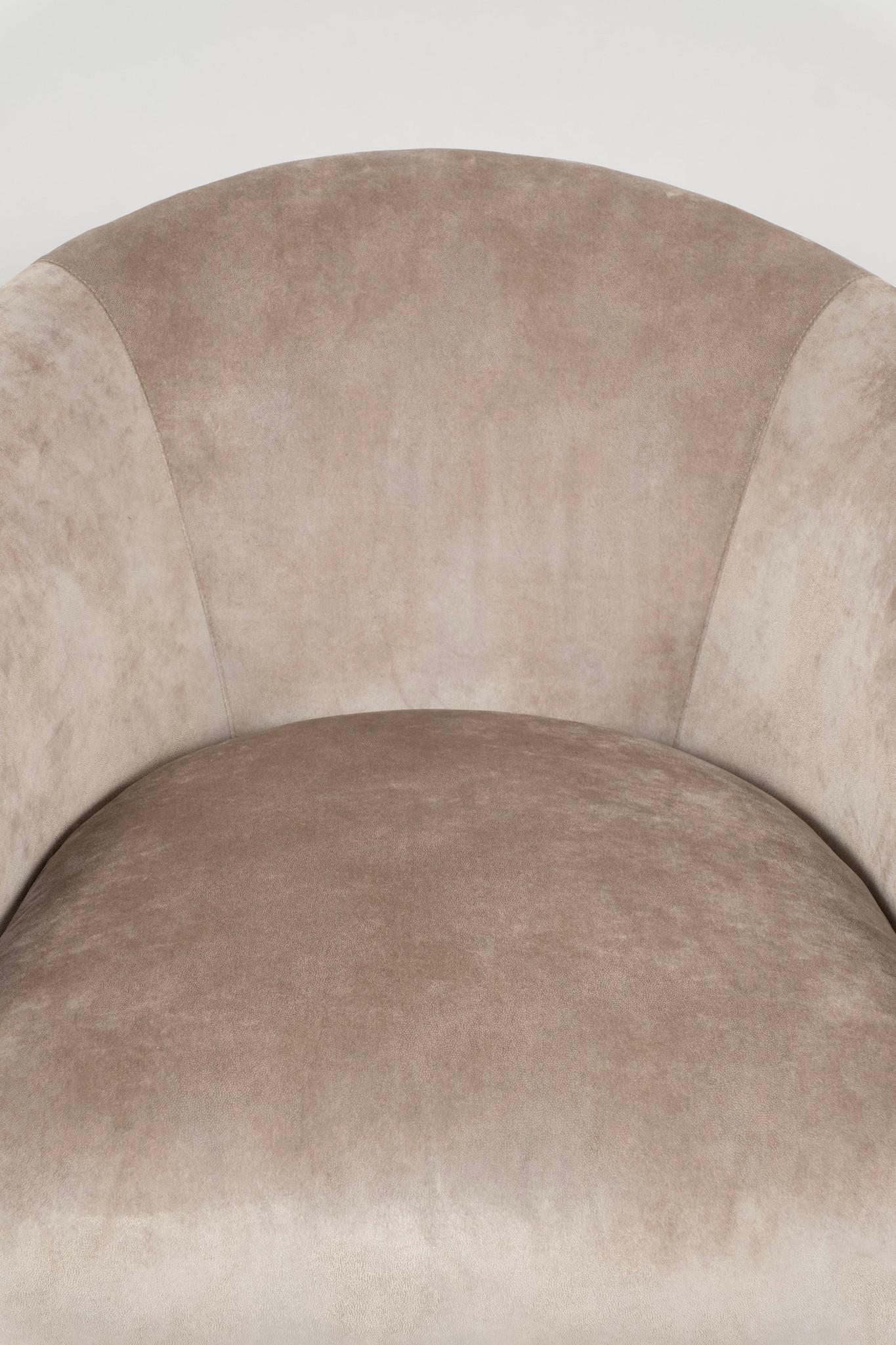 Sillón Giratorio de Terciopelo Champán en venta 4