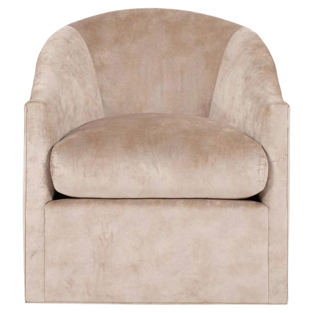 Sillón Giratorio de Terciopelo Champán