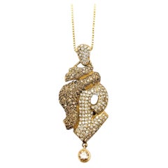 Collar Colgante Twist Champán y Diamantes Blancos en Oro Amarillo de 14k
