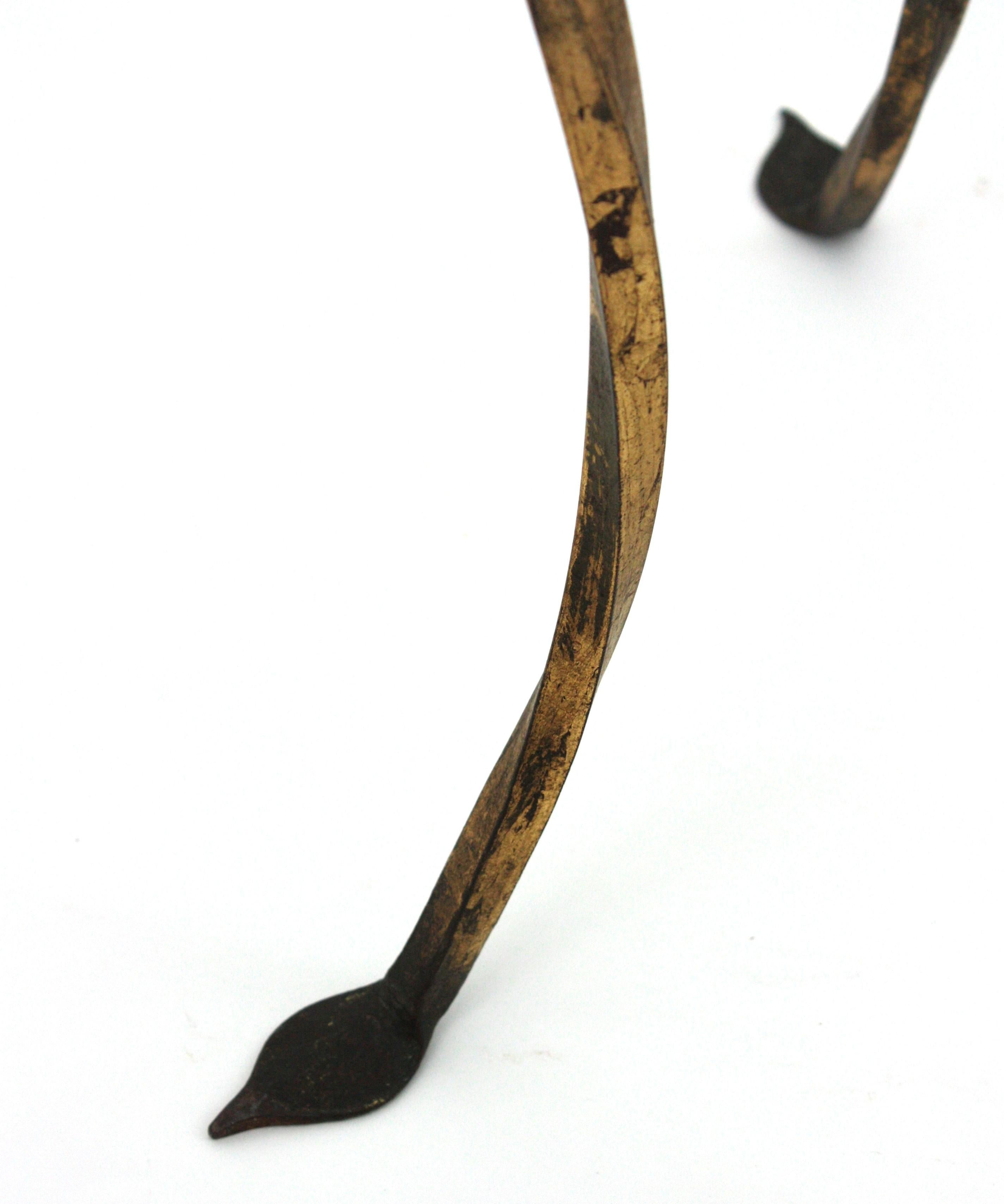 Champagne Wine Cooler Stand Ice Bucket / Drinks Stand, Foliage Design, Gilt Iron For Sale 6