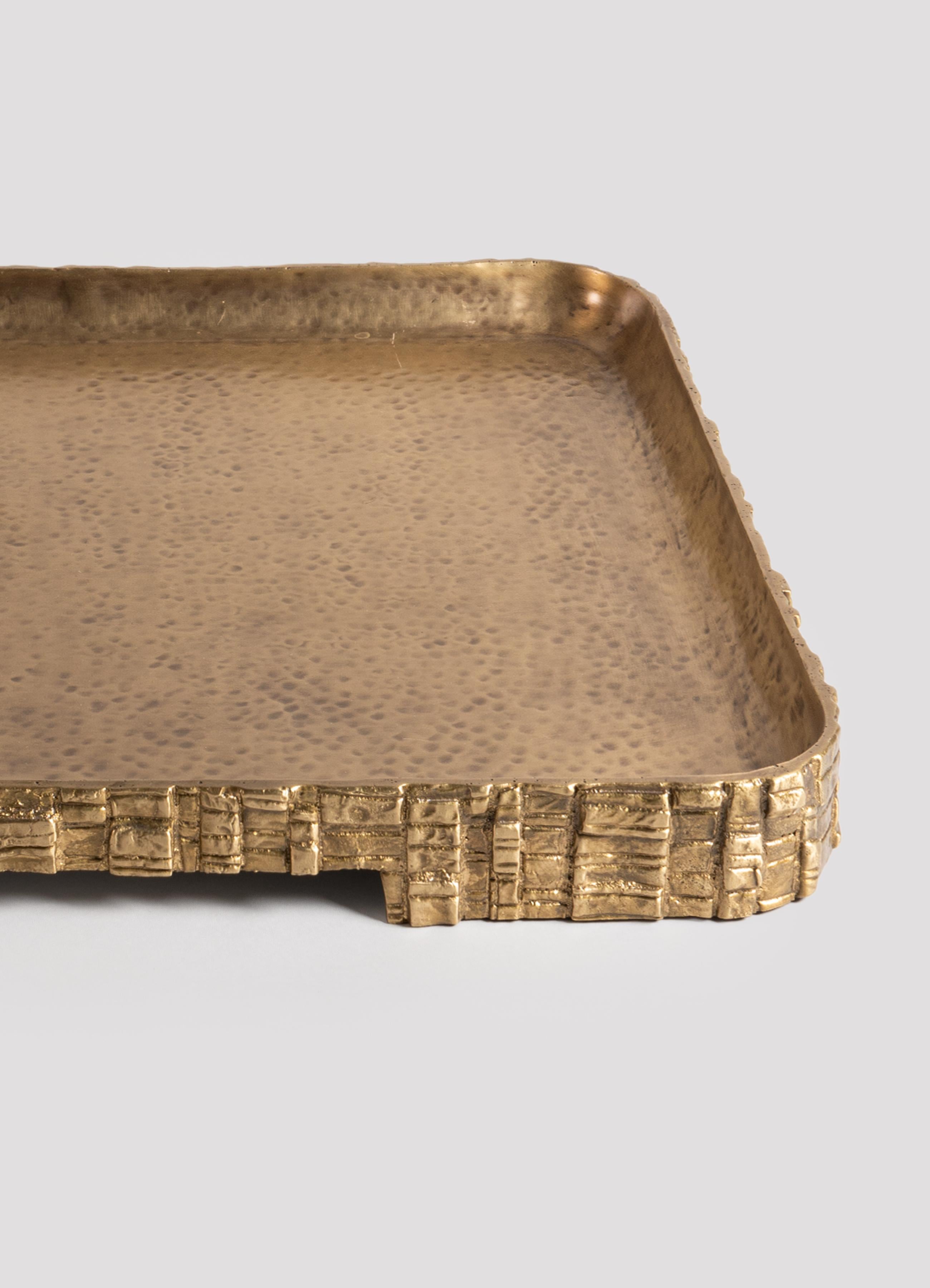 Hand-Crafted Champaner Tray Large in Brass, Viya by Vikram Goyal For Sale