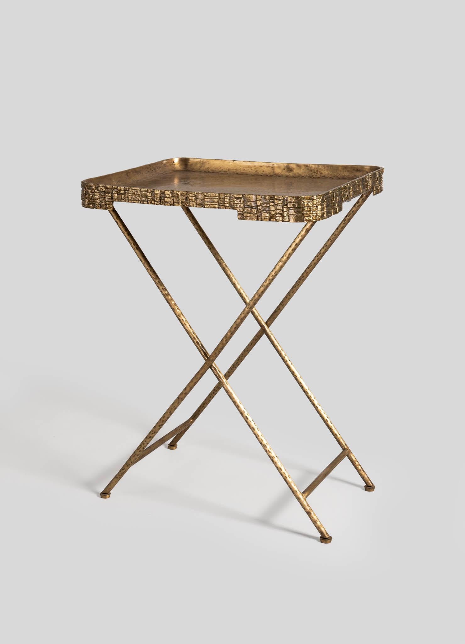 Cast Champaner Tray Table Large in Brass, Viya by Vikram Goyal For Sale