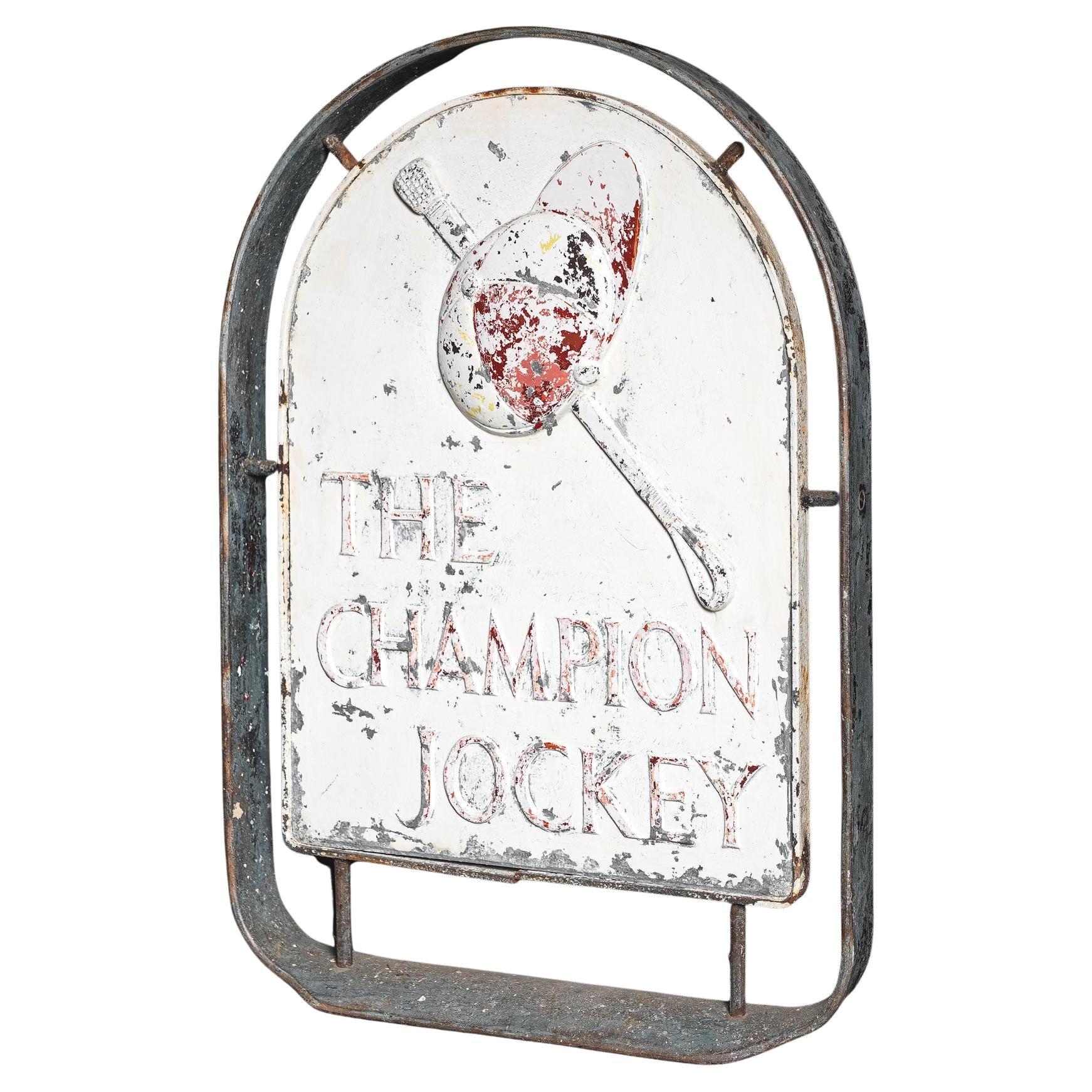 Champion Jockey, handbemaltes Gusseisen-Bar- oder Barschild