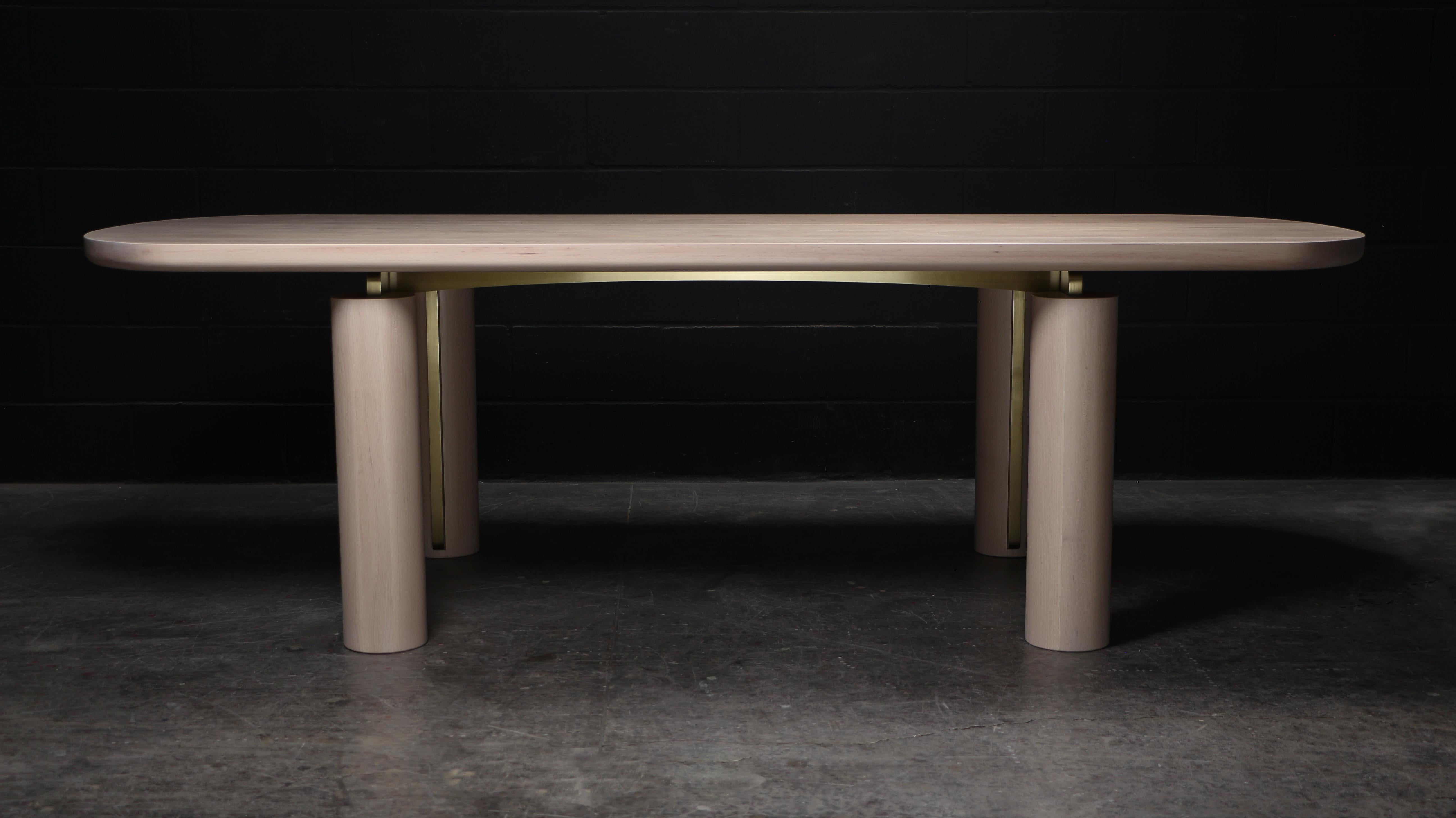 Modern CHAMPLAIN Dining Table by AMBROZIA, Solid Maple & Brass For Sale