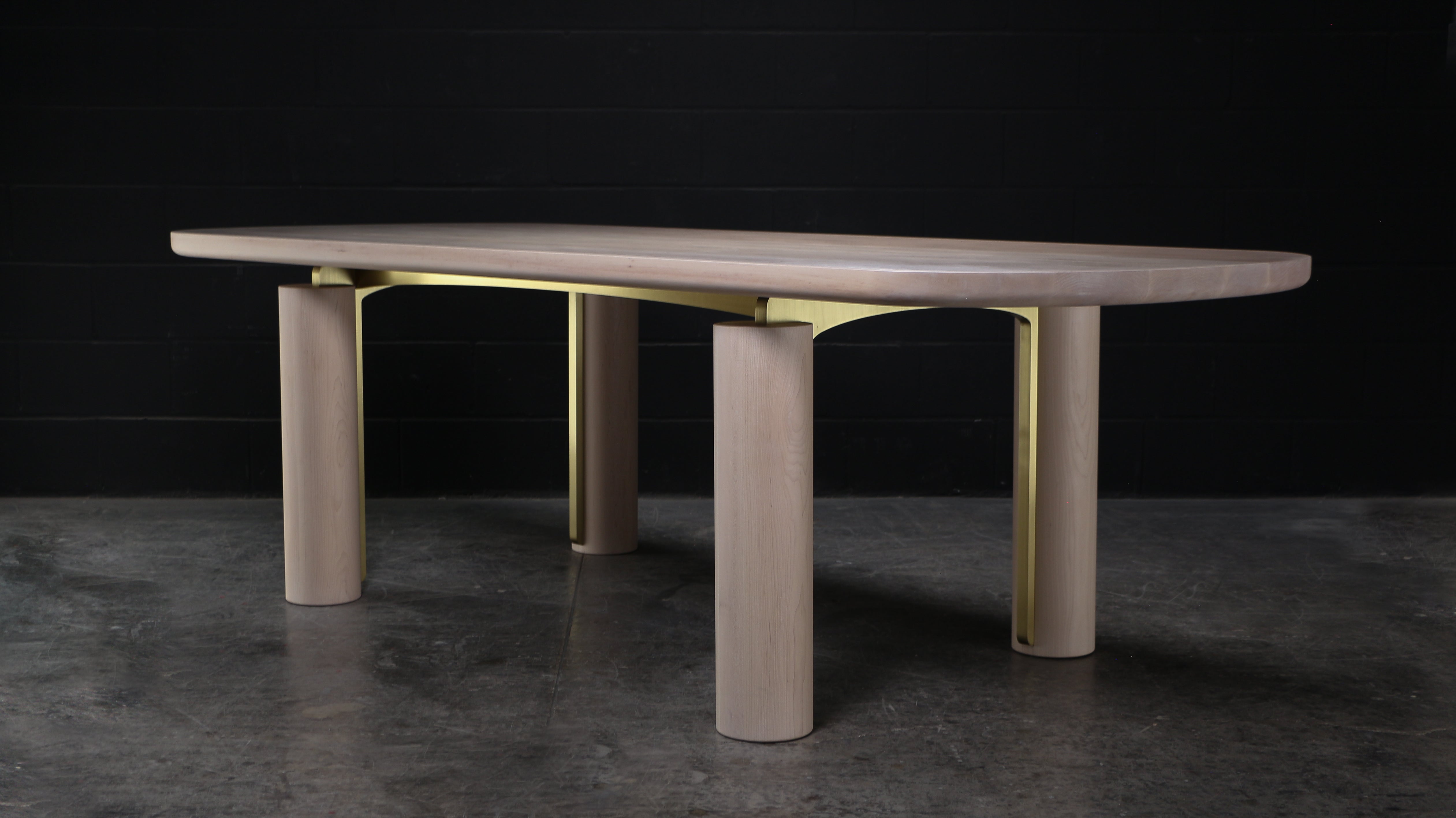 Canadian CHAMPLAIN Dining Table by AMBROZIA, Solid Maple & Brass For Sale