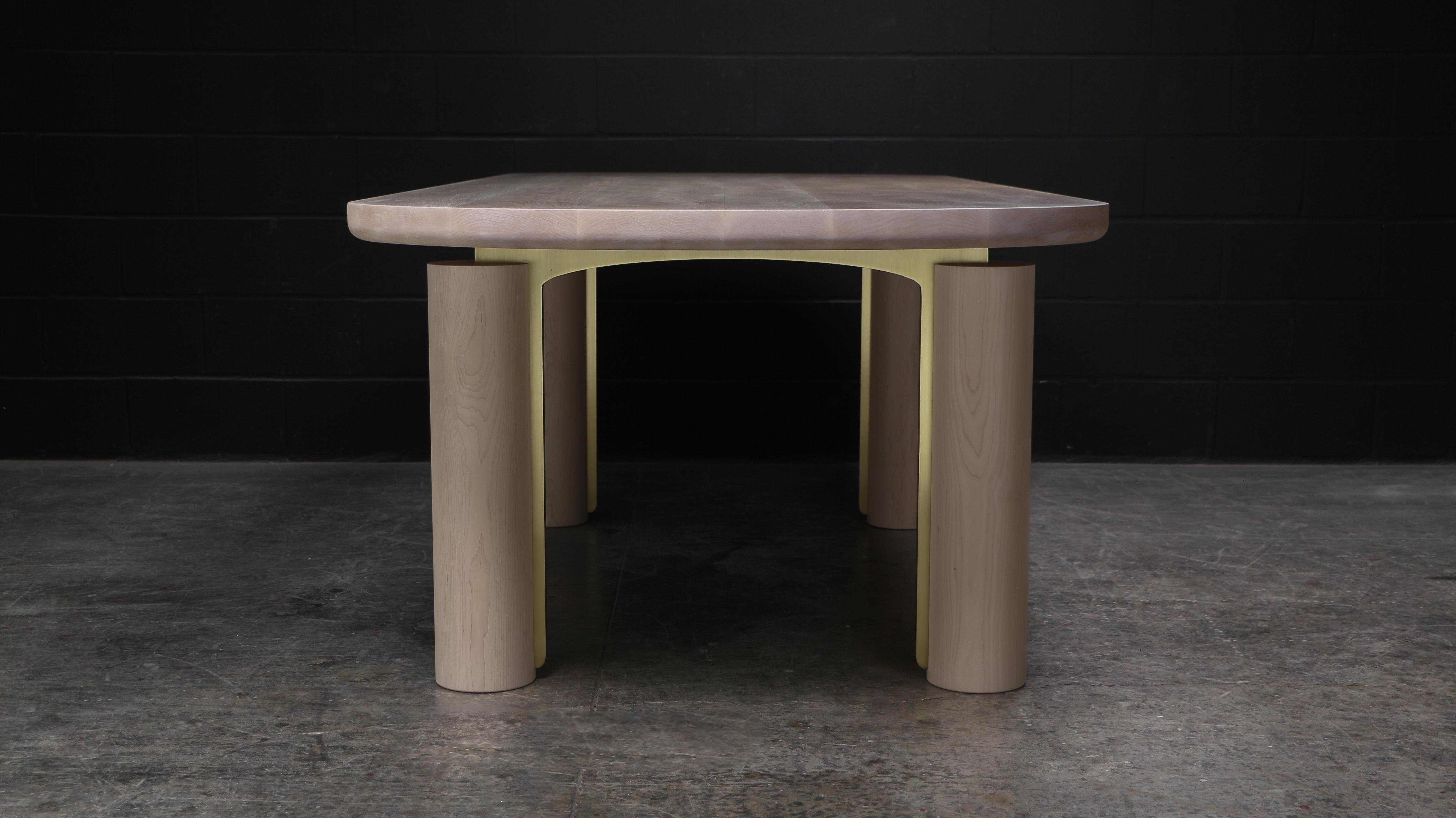 Ebonized CHAMPLAIN Dining Table by AMBROZIA, Solid Maple & Brass For Sale