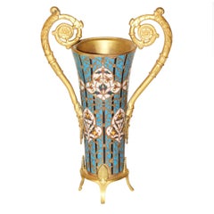 Champleve and Gilt Bronze Vase Signed F. Barbedienne