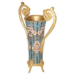 Champleve and Gilt Bronze Vase Signed F. Barbedienne