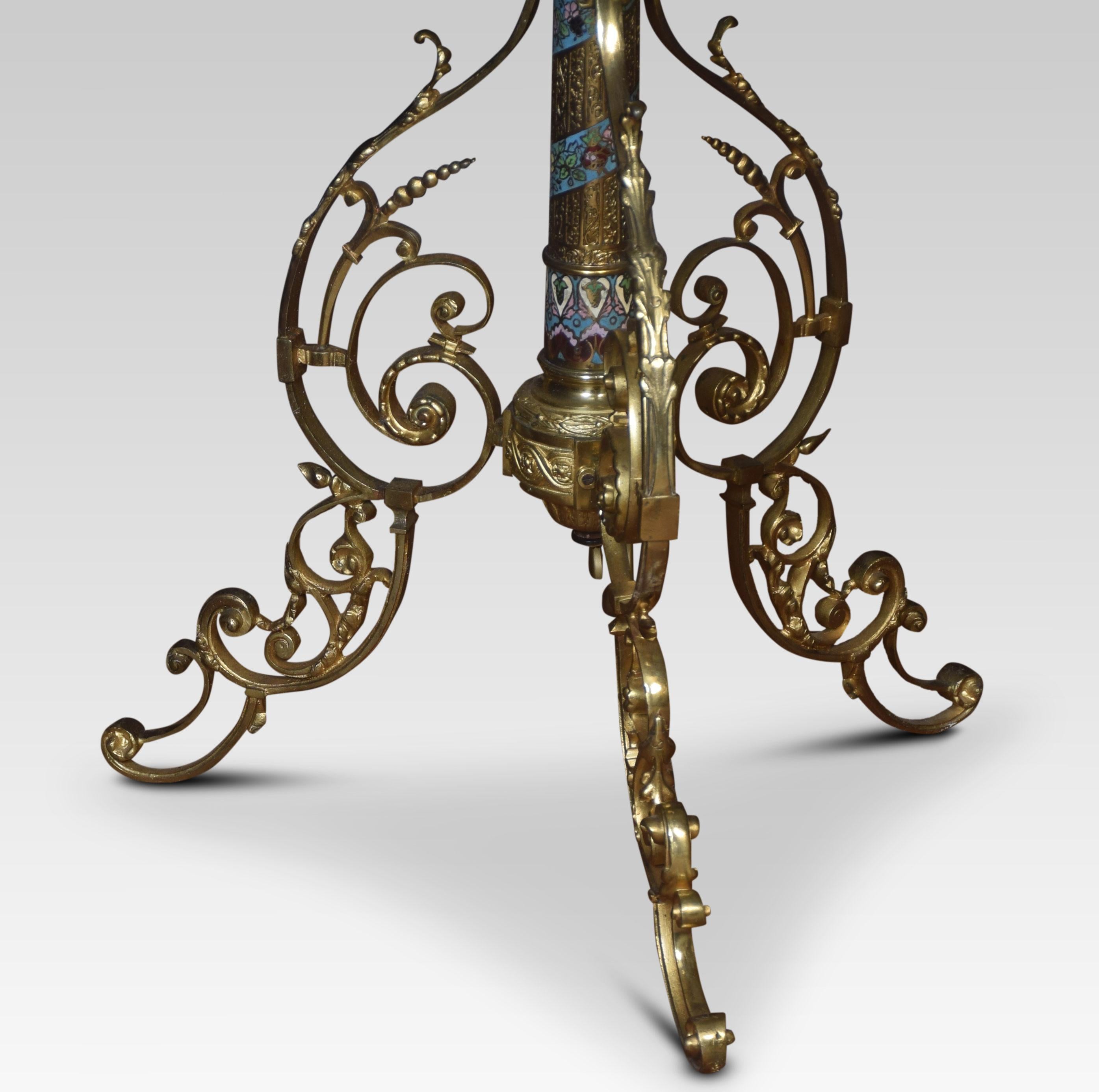 British Champleve and Green Onyx Standard Lamp