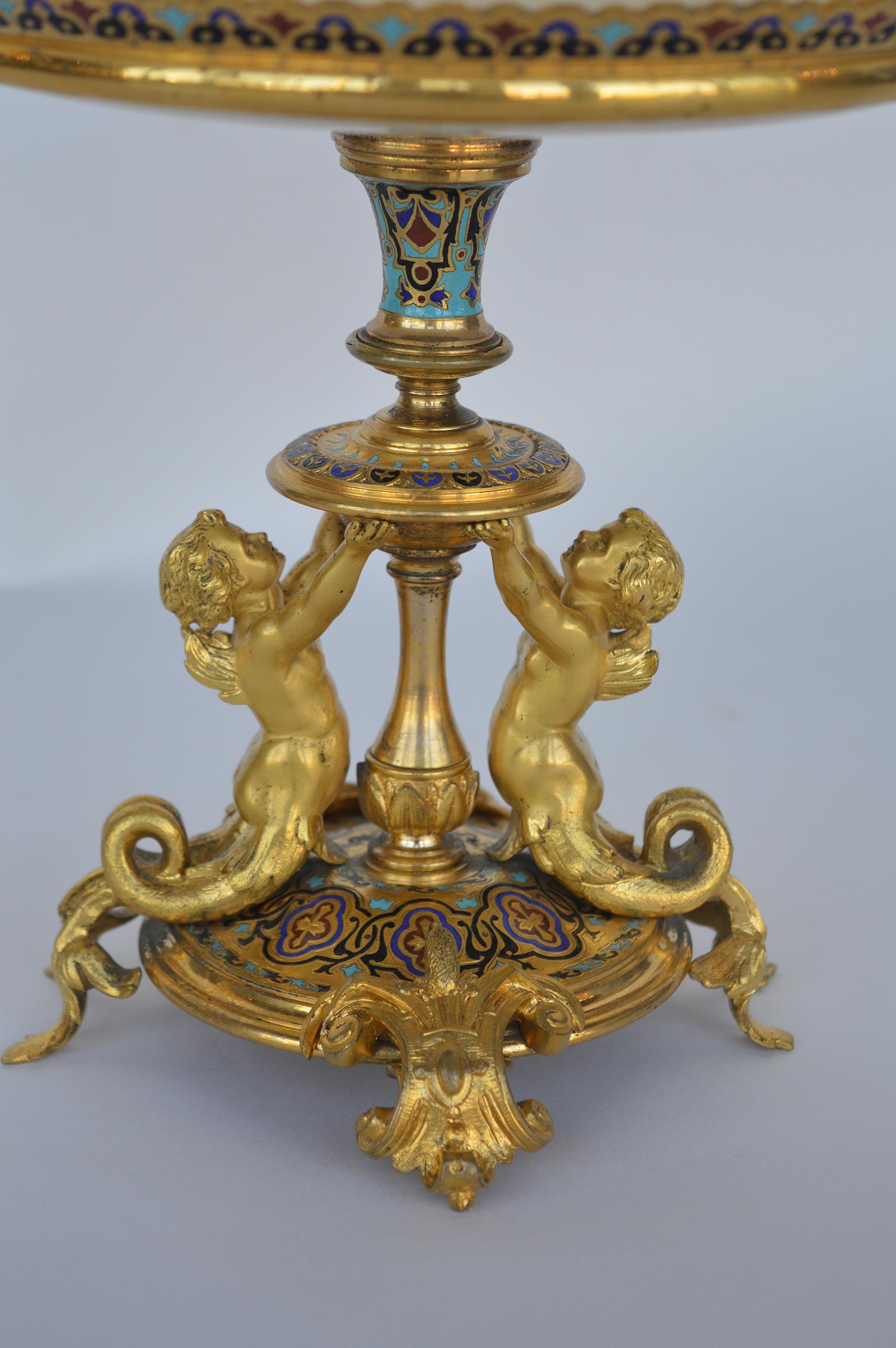 XIXe siècle Centre de table champleve Tazza en vente