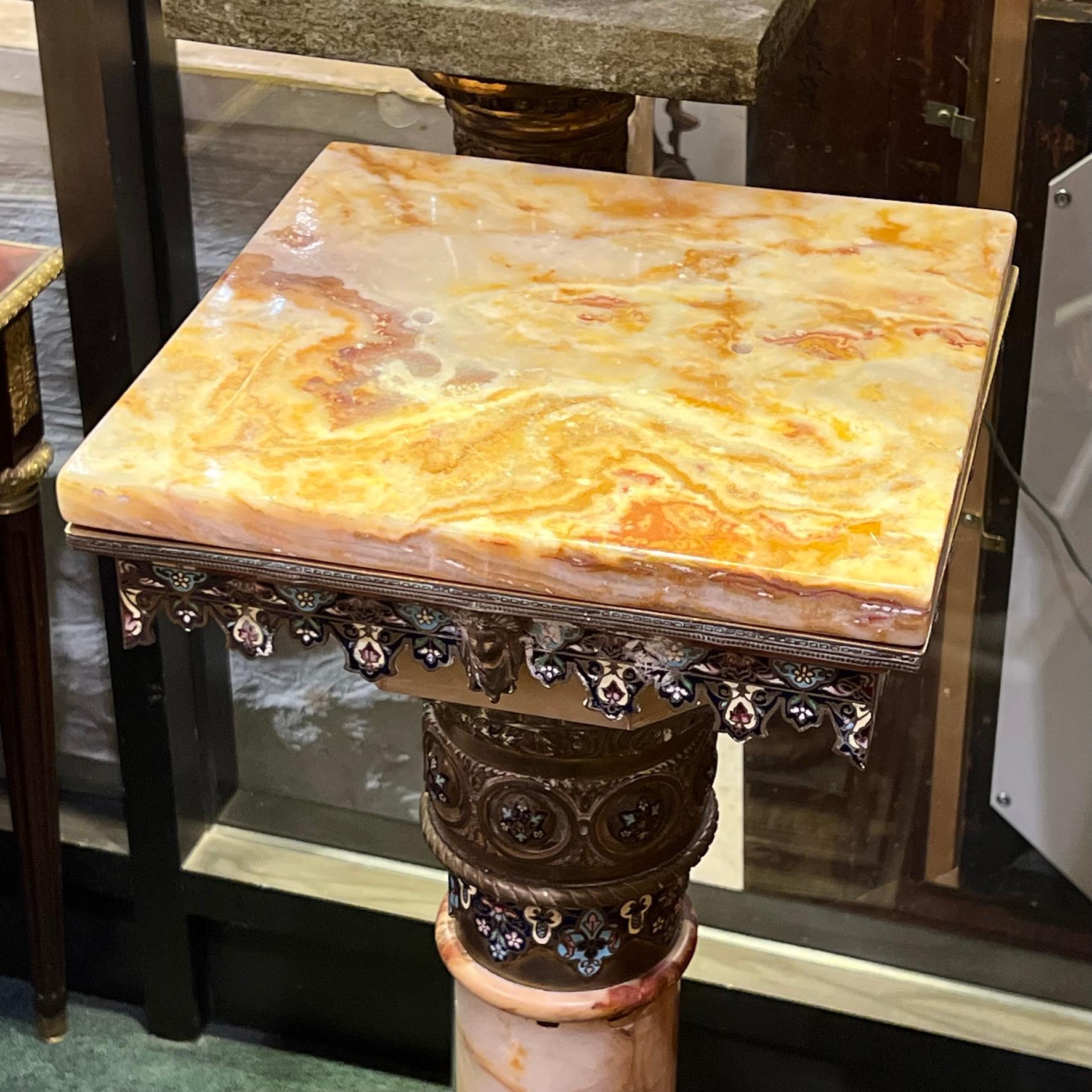 Champleve Enamel and Onyx Pedestal 1