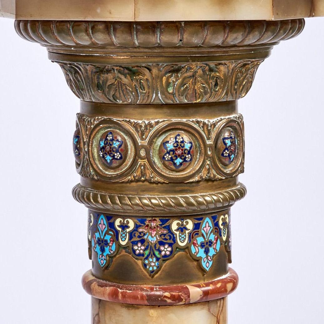 French Champleve Enamel and Onyx Pedestal