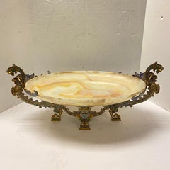 Champleve Enamel Bronze Mounted Onyx Centerpiece Bowl