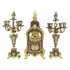 Champleve Enamel Clock Set by Etienne Maxant