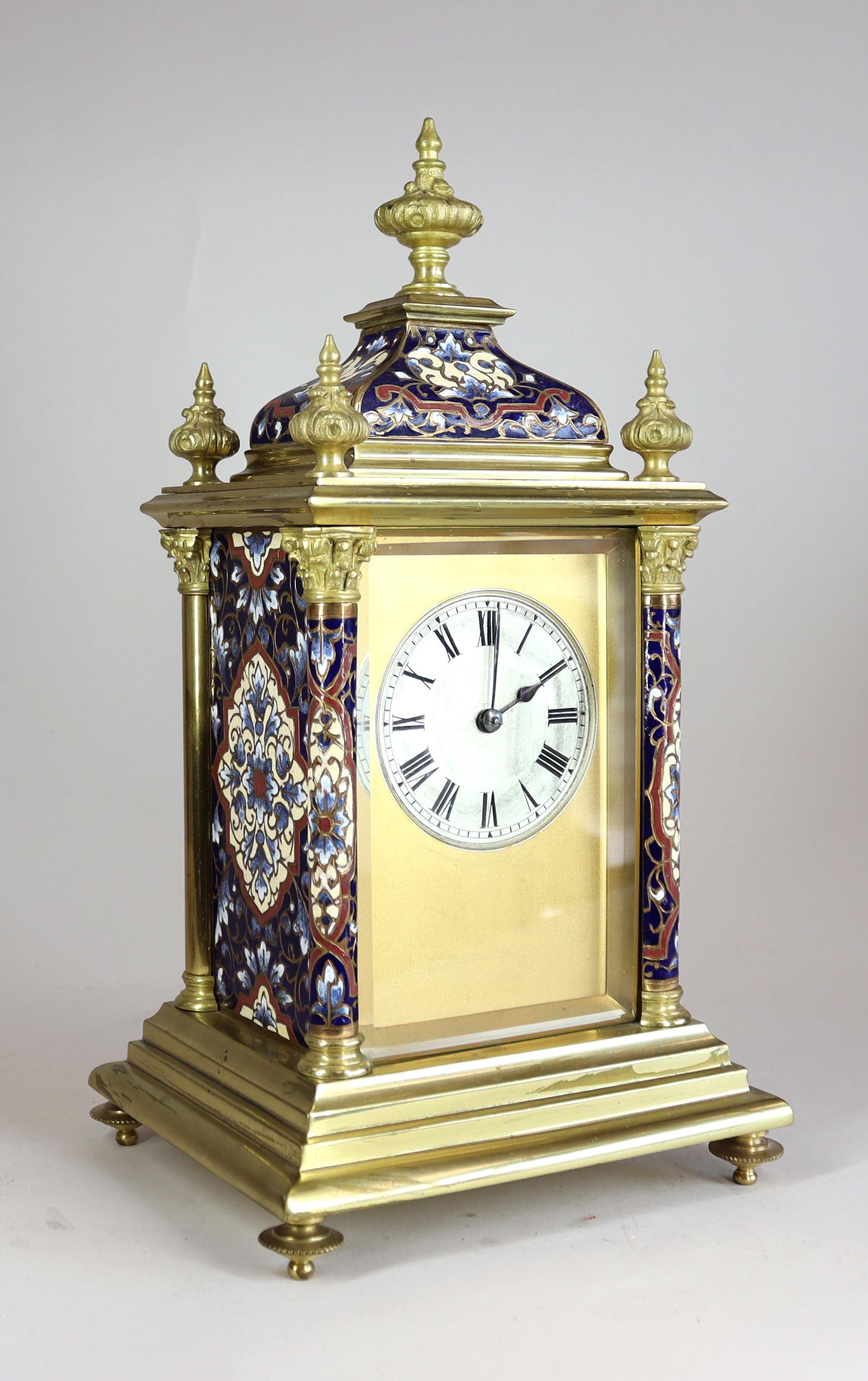 Aesthetic Movement Champlevé Enamel Mantel Clock For Sale