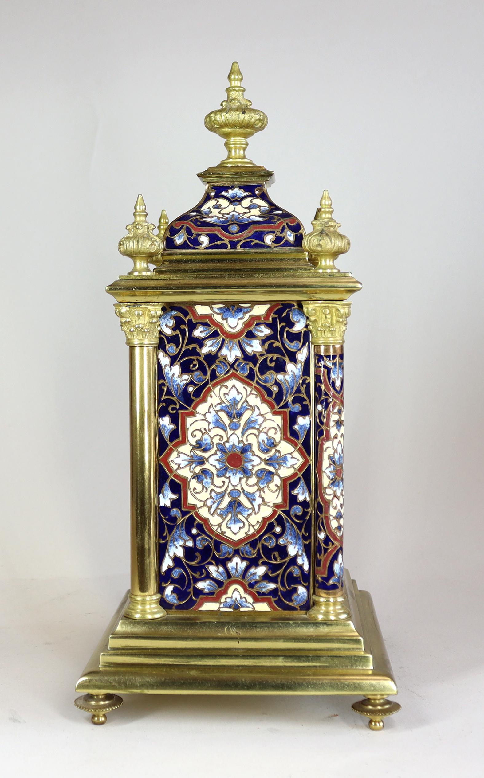 Champlevé Enamel Mantel Clock In Good Condition For Sale In Amersham, GB