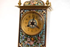 Champlevé Enamel Mantle Clock Made in Paris, France, circa 1875
