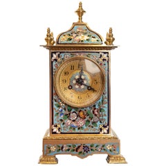 Champlevé Enamel Mantle Clock Made in Paris, France, circa 1875