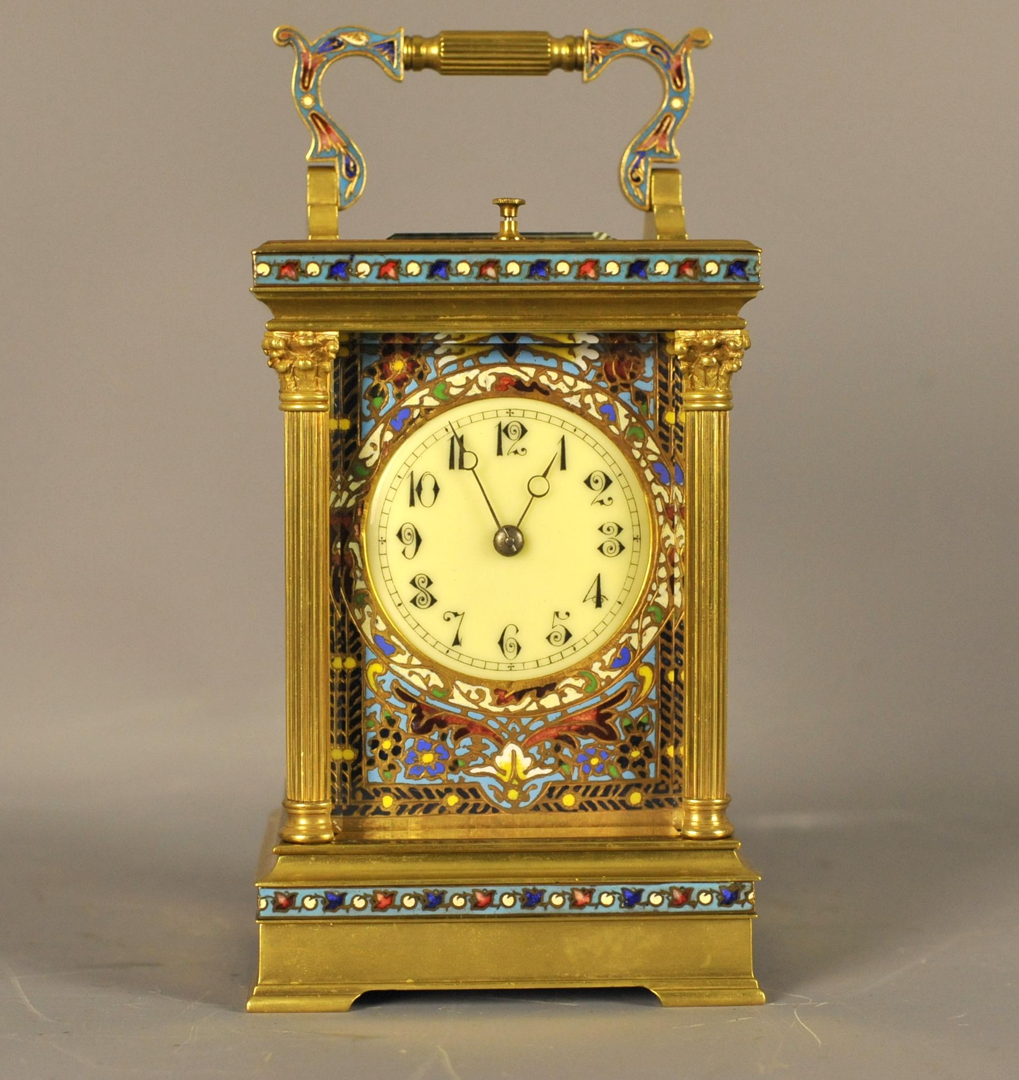 Champleve Repeating Carriage Clock For Sale 3