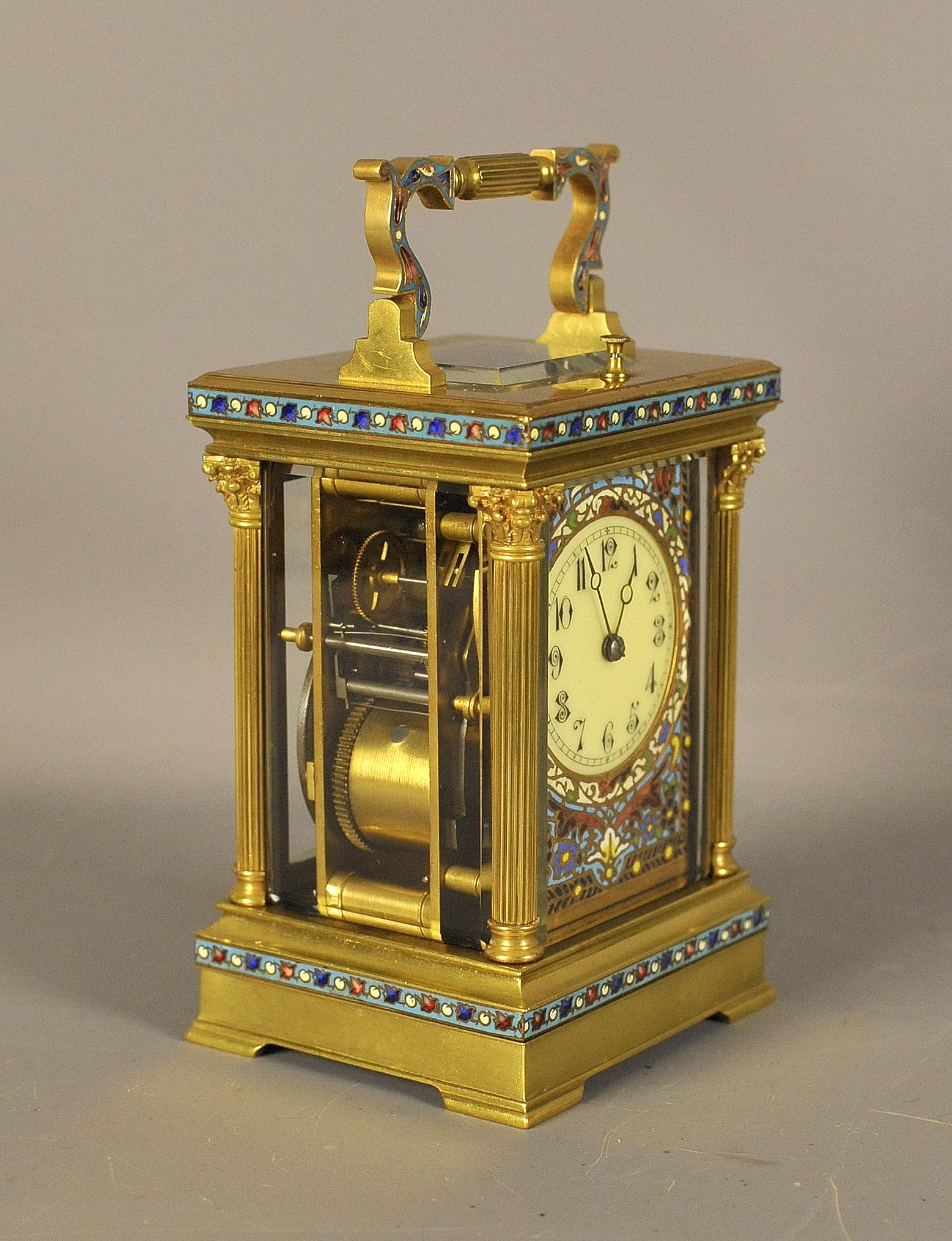 Champlevé Champleve Repeating Carriage Clock For Sale