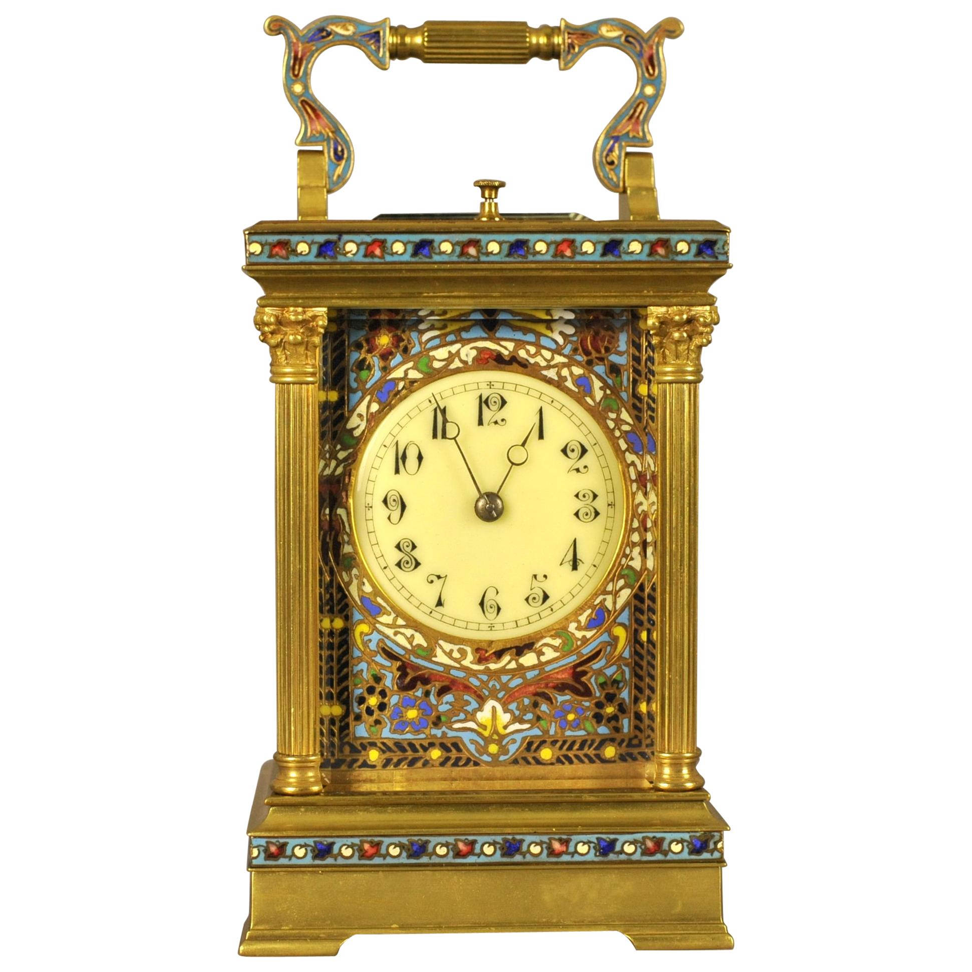 Champleve Repeating Carriage Clock For Sale
