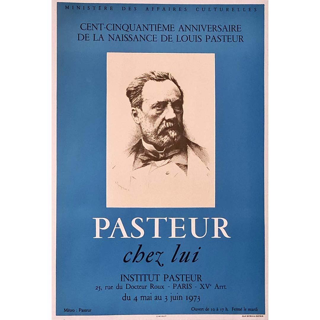 Original poster by Champolion for the Hundred and fiftieth anniversary of Louis Pasteur's birth by the Ministry of Cultural Affairs. Louis Pasteur was a French chemist and microbiologist renowned for his discoveries of the principles of vaccination,
