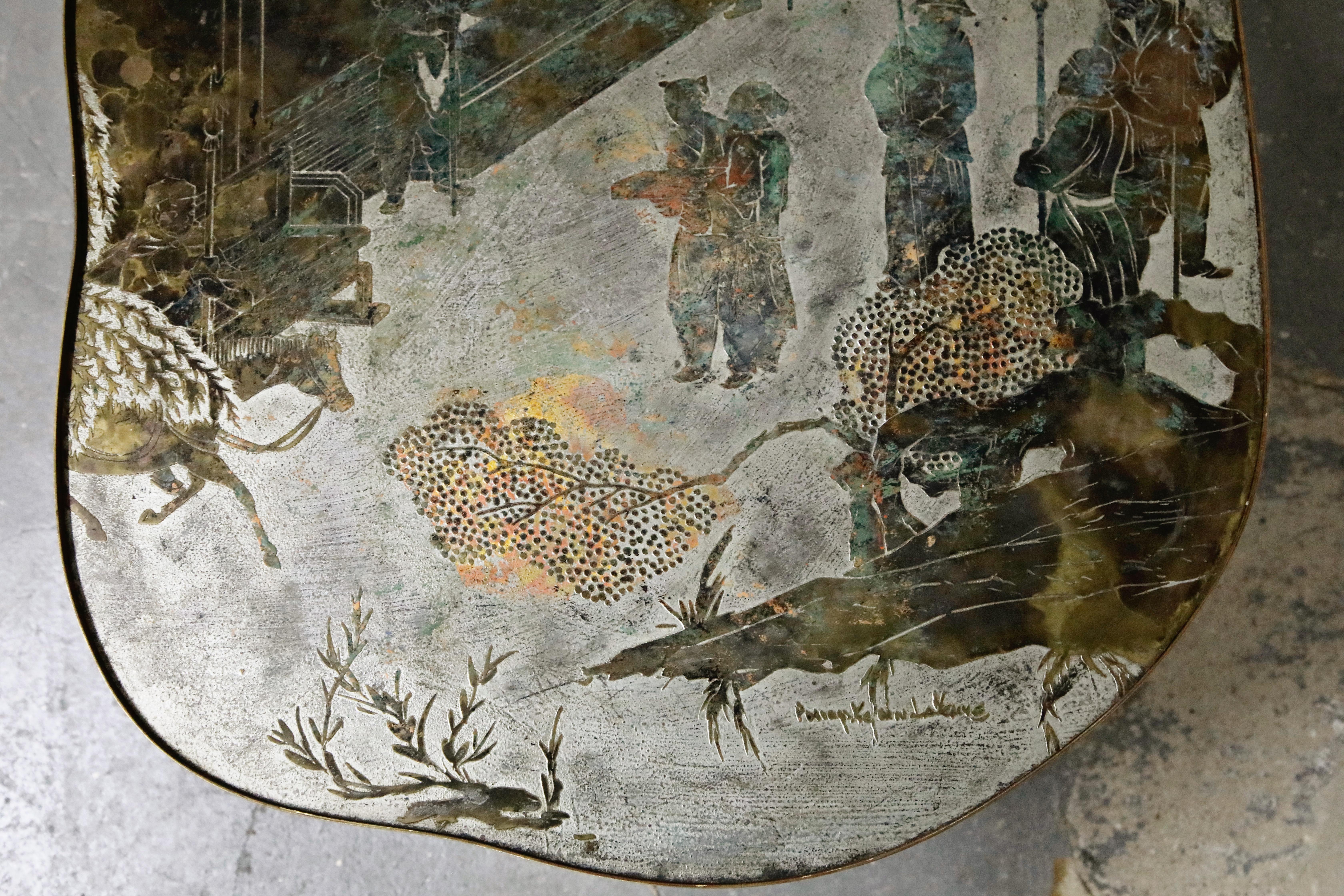 'Chan 140' Polychromed Bronze Cocktail Table by Philip & Kelvin LaVerne, Signed 3