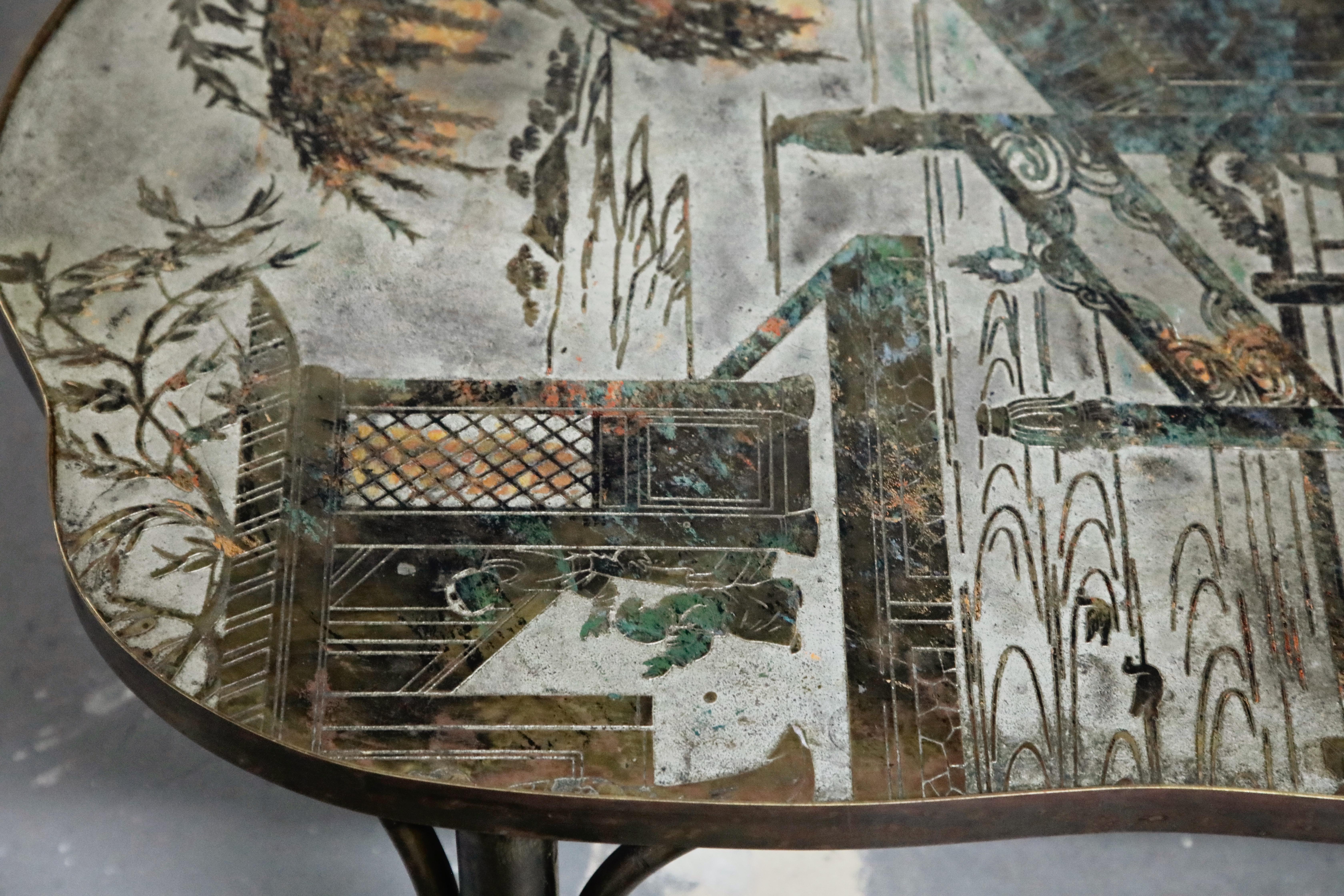 'Chan 140' Polychromed Bronze Cocktail Table by Philip & Kelvin LaVerne, Signed 4