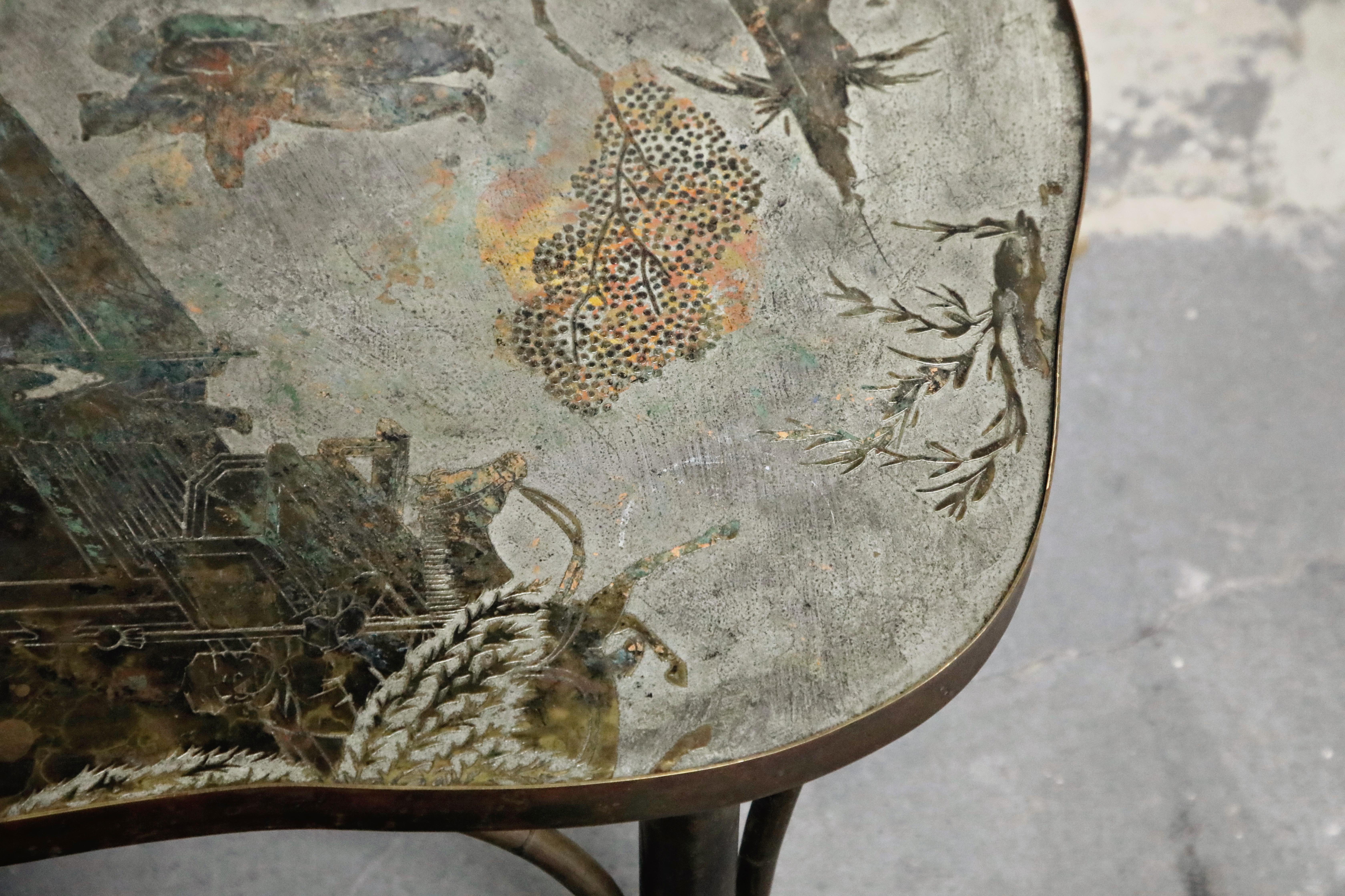 'Chan 140' Polychromed Bronze Cocktail Table by Philip & Kelvin LaVerne, Signed 6