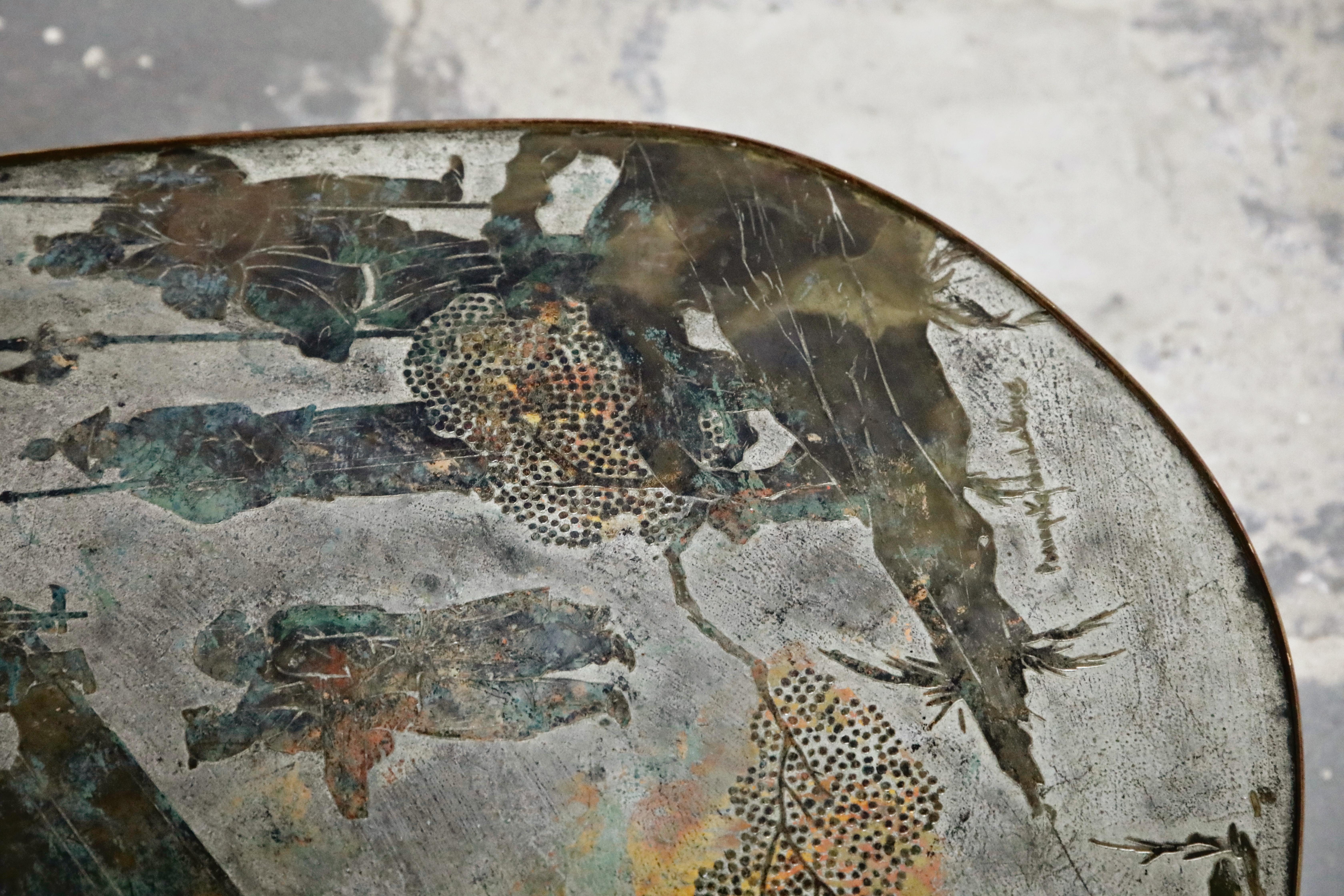 'Chan 140' Polychromed Bronze Cocktail Table by Philip & Kelvin LaVerne, Signed 9