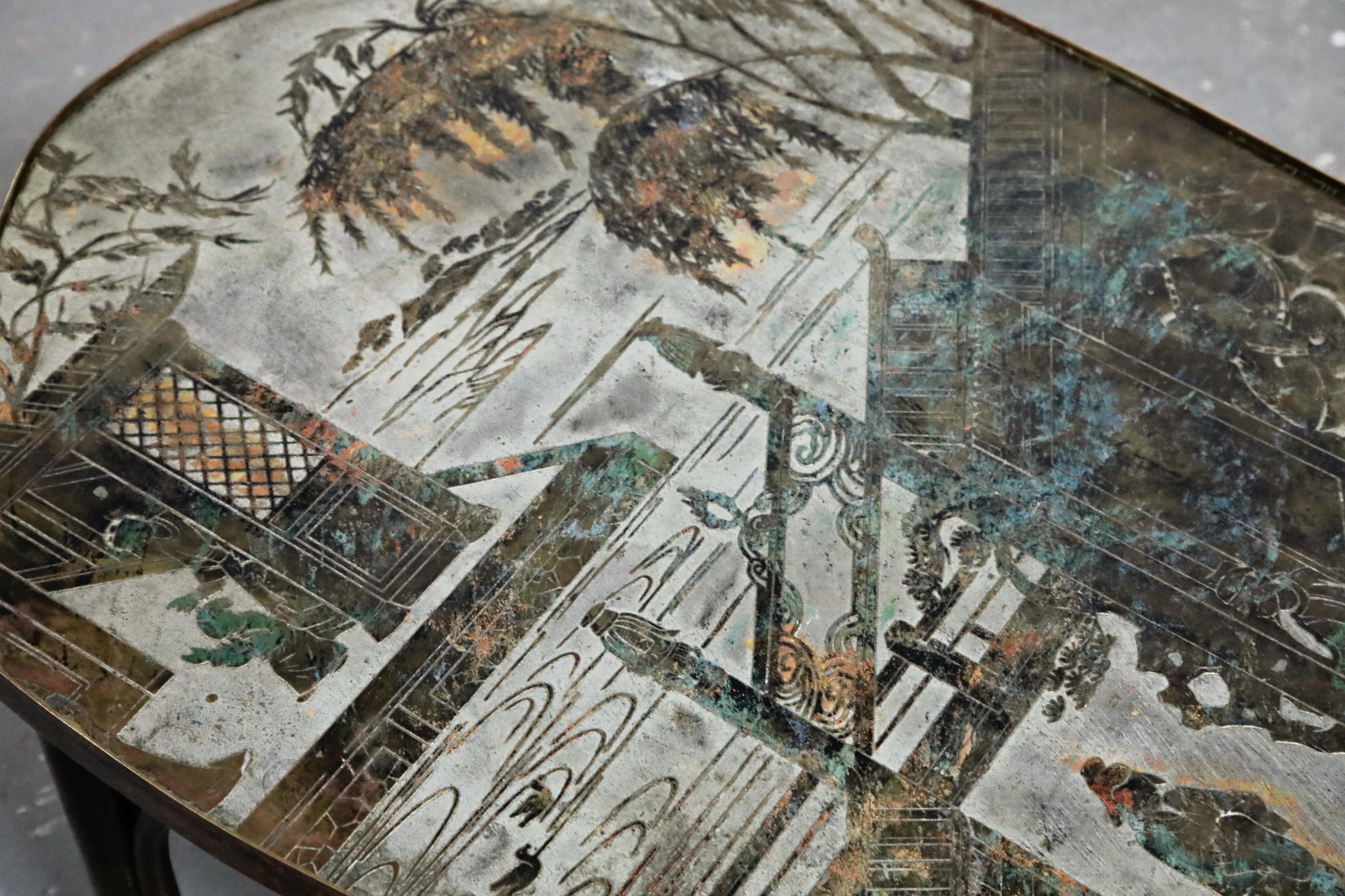 'Chan 140' Polychromed Bronze Cocktail Table by Philip & Kelvin LaVerne, Signed 10