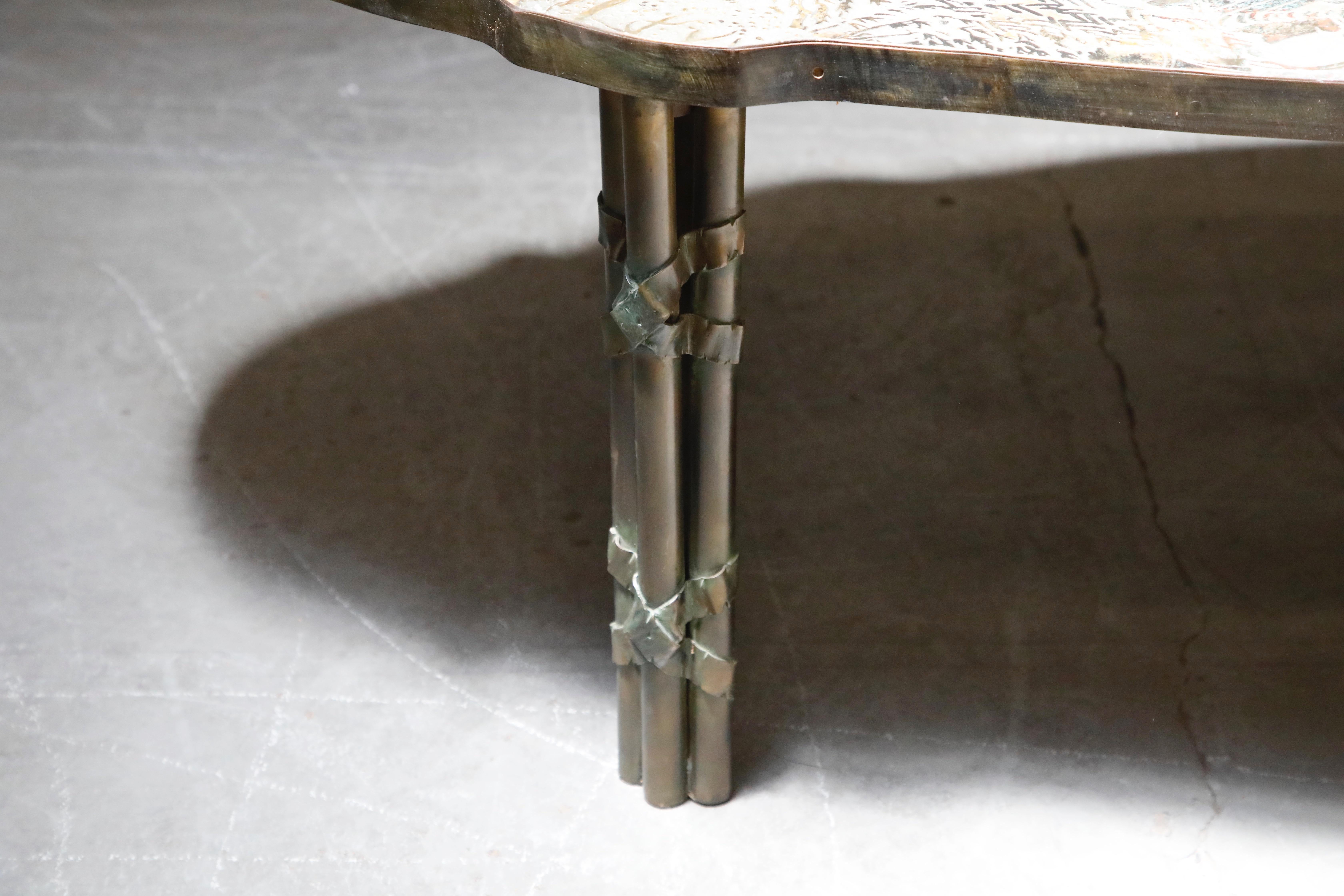 'Chan Boucher' Bronze Coffee Table by Philip & Kelvin LaVerne, 1960s, Signed 10