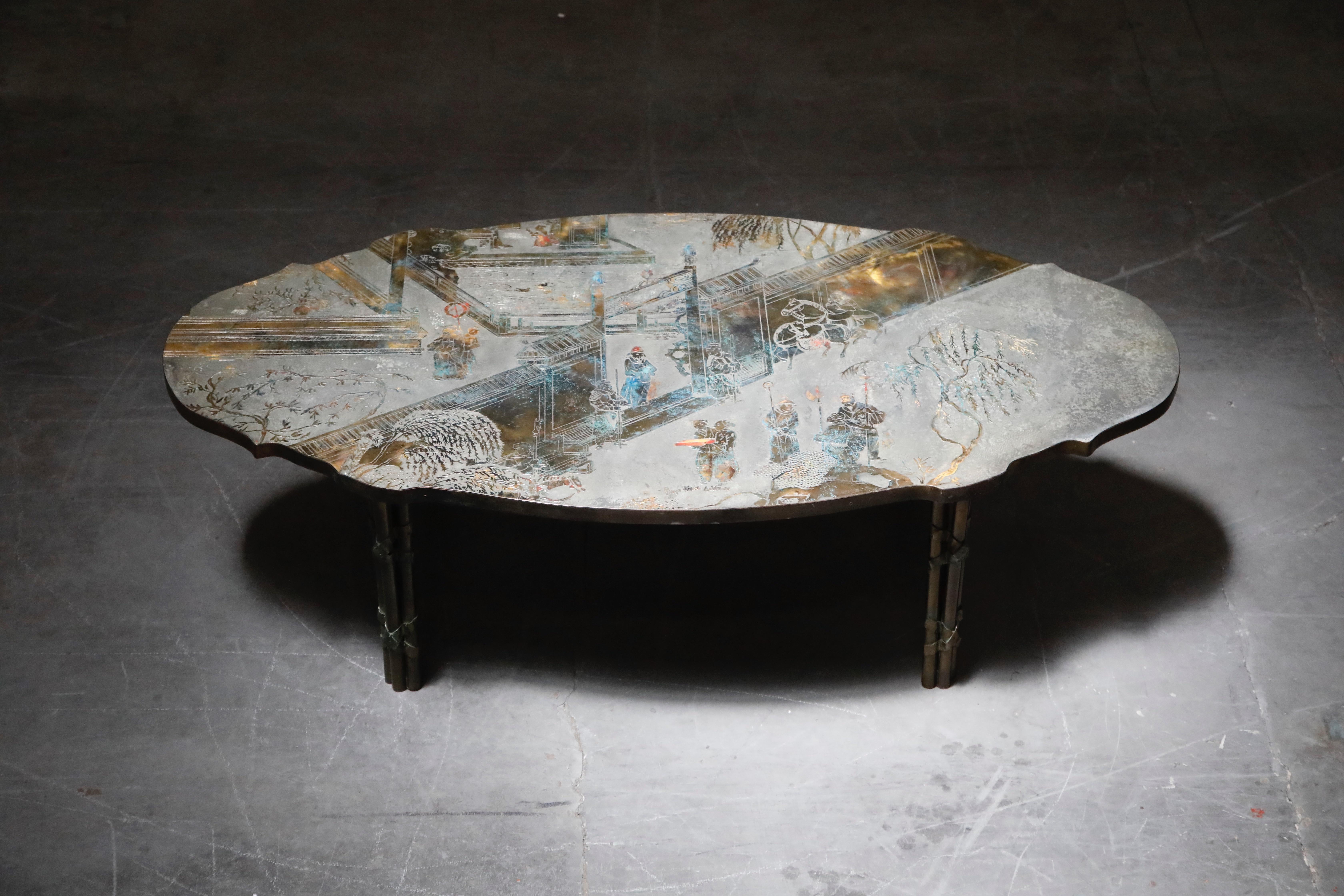 Mid-Century Modern 'Chan Boucher' Bronze Coffee Table by Philip & Kelvin LaVerne, 1960s, Signed