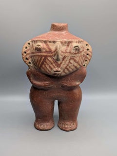 Chancay terracotta standing Huacho figure, Peru, painted surface