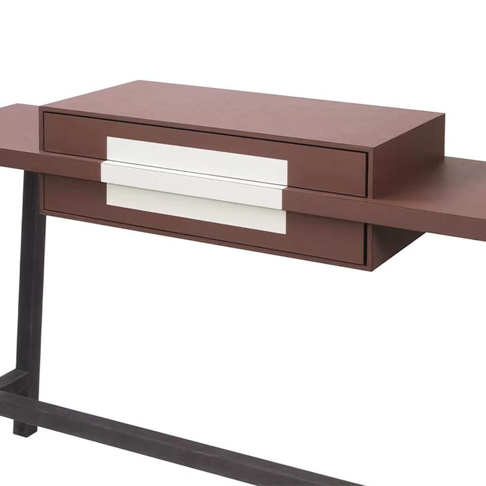 Italian Chanda Leather Console Table For Sale