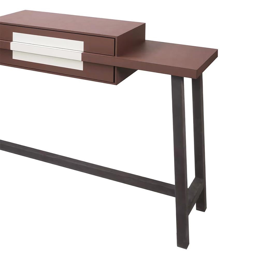 Hand-Crafted Chanda Leather Console Table For Sale