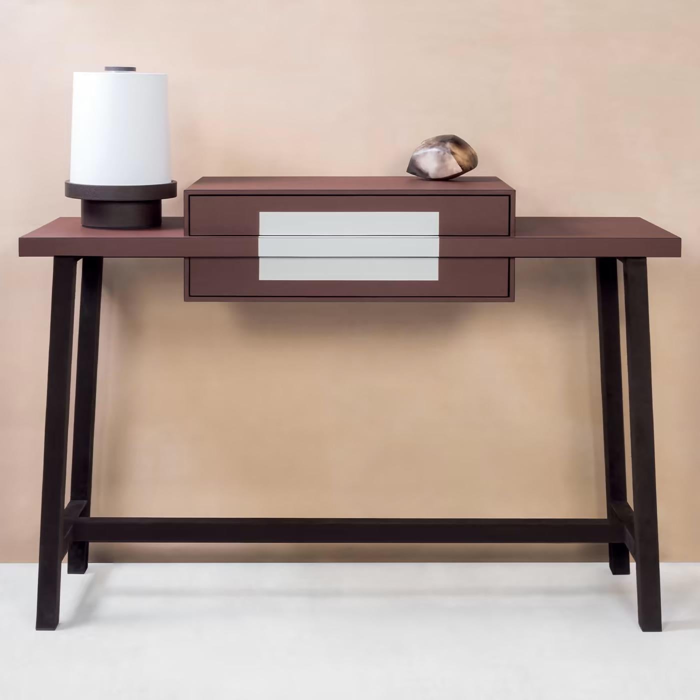 Chanda Leather Console Table For Sale 2