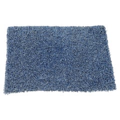 Chanda Leather Stormy Blue Shag Plush Carpet Area Rug