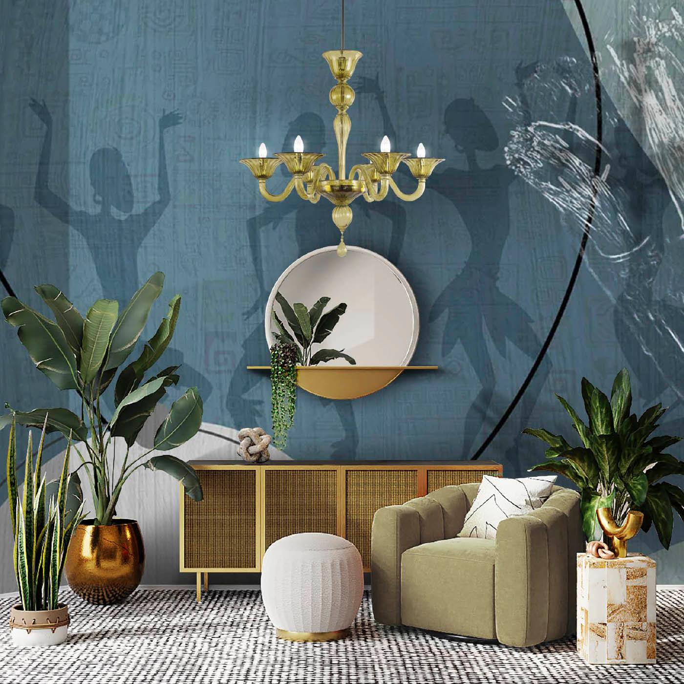 Lustre à plus de 10 + 5 bras en verre artistique doré Simplicissimus 360 par Multiforme en vente 1