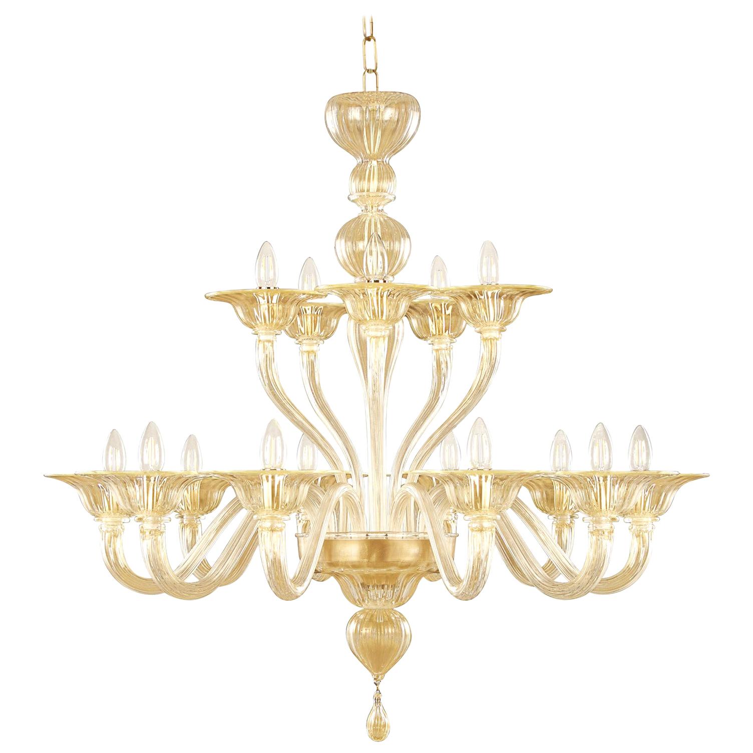 Chandelier 10+ 5 Arms Golden Artistic Glass Simplicissimus 360 by Multiforme